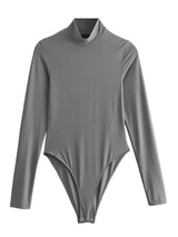 Shiloh Langärmeliger Rollkragen-Bodysuit – Grau