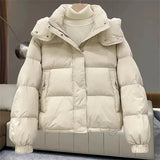 Simonne Kapuzen-Pufferjacke – Aus weiß