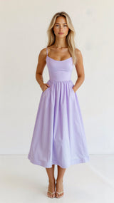 Fließendes Ärmelloses Maxikleid | Elegantes Abendkleid | Sommerkleid – Lila