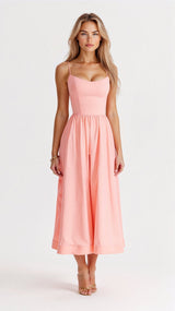 Fließendes Ärmelloses Maxikleid | Elegantes Abendkleid | Sommerkleid – Rosa