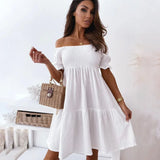 Sydney – Serenity Off-Shoulder-Smocked-Baumwollkleid – Weiß