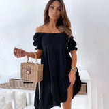 Sydney – Serenity Off-Shoulder-Smocked-Baumwollkleid – Schwarz