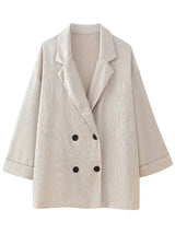 Trixia Lose Blazer und Hosen-Set – Beige Blazer