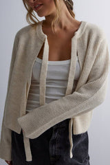 Vernice Strickjacke mit Krawattenverschluss – Aprikose