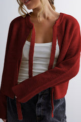 Vernice Strickjacke mit Krawattenverschluss – Rot