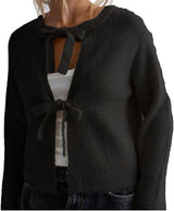 Vernice Strickjacke mit Krawattenverschluss – Schwarz