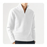 Wade Rollkragenpullover mit Halbem Reißverschluss – Weiß