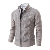 Wilford Slim-Fit Strickjacke mit Hohem Halsausschnitt – Beige