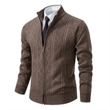 Wilford Slim-Fit Strickjacke mit Hohem Halsausschnitt – Braun