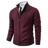 Wilford Slim-Fit Strickjacke mit Hohem Halsausschnitt – Rot