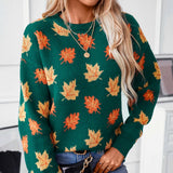 Willow Herbstblätter Strickpullover – Grün