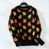 Willow Herbstblätter Strickpullover – Schwarz