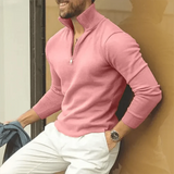 Wilton Rollkragenpullover mit Halbem Reißverschluss – Rosa
