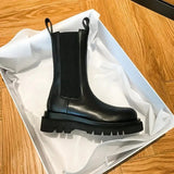 Wylla Mid-Calf Chelsea-Stiefel – Schwarz