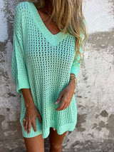 Yvette Hohle Bluse mit V-Ausschnitt – Grün