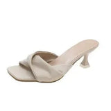 Zaida Twist-Sandalen mit Absatz – Weiß