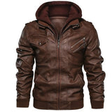 Kapuze Premium Bikerjacke für Herren | Lässig – Braun