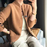 Zaynab Strukturierte Strickjacke – Braun