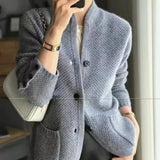 Zaynab Strukturierte Strickjacke – Grau