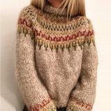 Musterreicher Winterpullover im Fair-Isle-Stil – Aprikose
