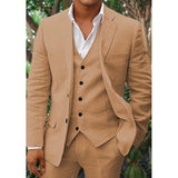 Herren Set | Dreiteilig mit Blazer, Weste und Hose – Khaki