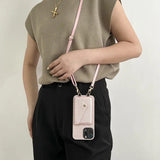 Lederne Crossbody-Handyhülle - Urban Chic – Rosa