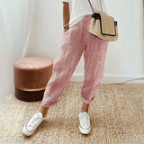 Nathalie | Damen Gestreifte Weite Hose – Rot
