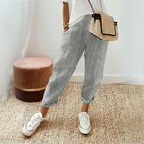 Nathalie | Damen Gestreifte Weite Hose – Grau