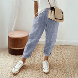 Nathalie | Damen Gestreifte Weite Hose – Blau