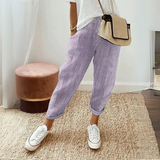 Nathalie | Damen Gestreifte Weite Hose – Lila