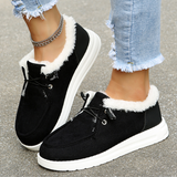 Stylischer Warmer Plüsch Vulkanisierte Sneaker mit Fell für Damen | Perfekt für alle Jahreszeiten – Schwarz