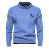 Thatcher - gestrickter Herrenpullover – Blau