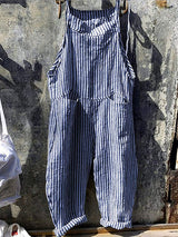 Keeley – Gestreifte Latzhose Mit Overalls – Blau