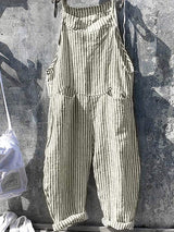 Keeley – Gestreifte Latzhose Mit Overalls – Grün