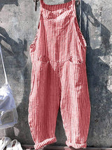 Keeley – Gestreifte Latzhose Mit Overalls – Rosa