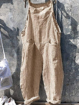 Keeley – Gestreifte Latzhose Mit Overalls – Gelb