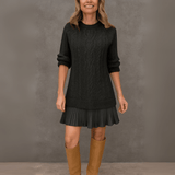 Noa | Damen Strickkleid Kaschmir Komfort Elegant Warm – Schwarz