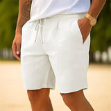 Herren Einstellbar Elastischer Kurze Hosen – Weiß
