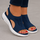 Mila - Keilsohlen-Sandalen – Marineblau