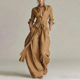 Octavia | Damen Koordinierten Set mit Hemdbluse – Khaki