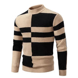 Enzo – strickpullover mit grafischem blockmuster für herren – Beige/Schwarz