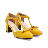 MORGANA™ - Elegante Retro-Sandaletten Mit T-Riemen, Dekorativer Schleife Und Bequemem Absatz – Gelb