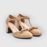 NELLY | Orthopädische Vintage-Heels mit Schleife – Beige