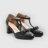 NELLY | Orthopädische Vintage-Heels mit Schleife – Schwarz