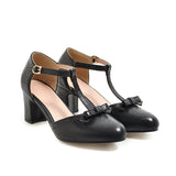MORGANA™ - Elegante Retro-Sandaletten Mit T-Riemen, Dekorativer Schleife Und Bequemem Absatz – Schwarz