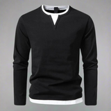 GINO™ Baumwollpullover Für Herren Mit V-Ausschnitt & Modernem Layer-Look - Lässiger Stil & Komfort – Schwarz