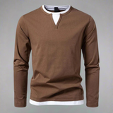 GINO™ Baumwollpullover Für Herren Mit V-Ausschnitt & Modernem Layer-Look - Lässiger Stil & Komfort – Braun