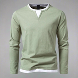GINO™ Baumwollpullover Für Herren Mit V-Ausschnitt & Modernem Layer-Look - Lässiger Stil & Komfort – Hellgrün