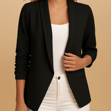 Damen Blazer | Offene Front klare Linienführung strukturierte Form – Schwarz