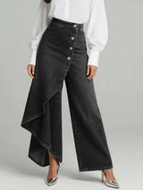 Celina | Jeans mit hoher Taille und weitem Bein – Schwarz